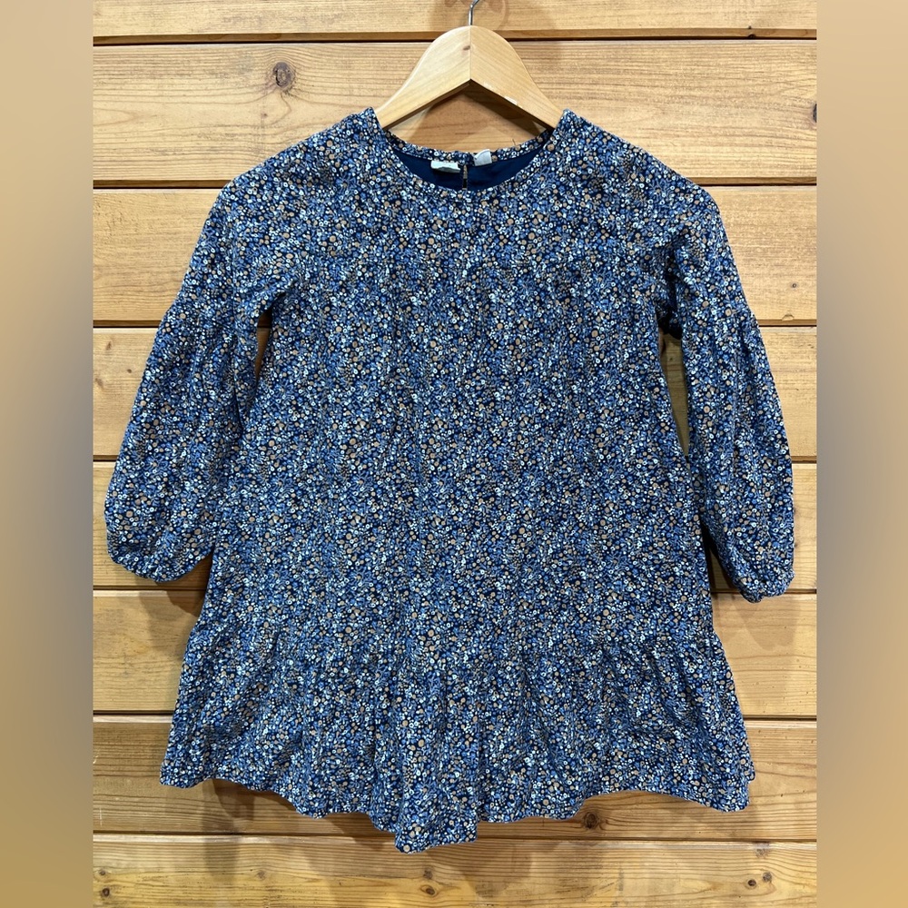 GAP Kids Tiered Corduroy Dress — Blue Floral — Toddler/Youth Small